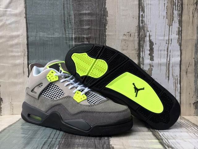 Air Jordan 4 Grey Green Men Basketball Shoes AJ4-60 - Click Image to Close